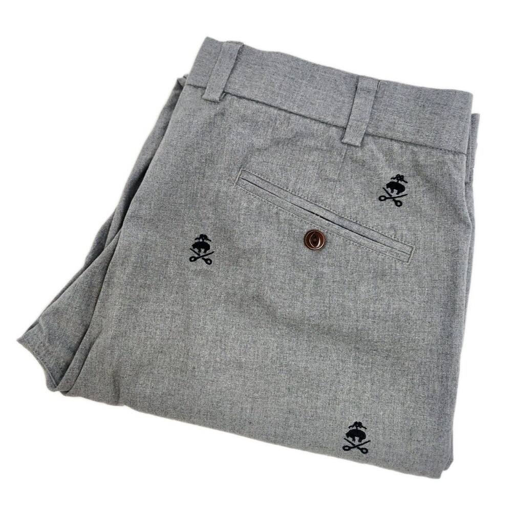 Brooks Brothers Pants Men's 34x32 Gray Chinos 100% Cotton Logo All‎ Over Print